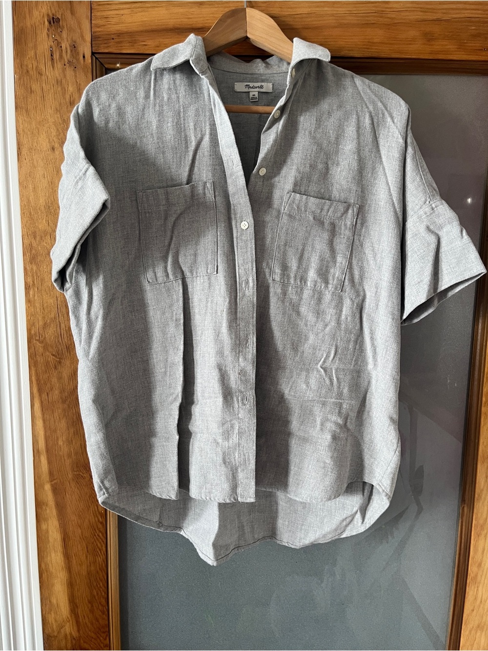 Madewell Gray Short-Sleeve Button-Down Shirt